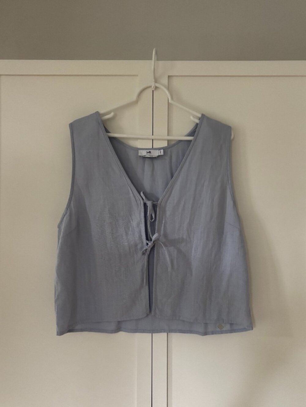 Twik light blue tie sleeveless top  (size XL - but fits like a L)